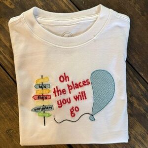Embroidered White Kids Shirt inspired Dr. Seuss